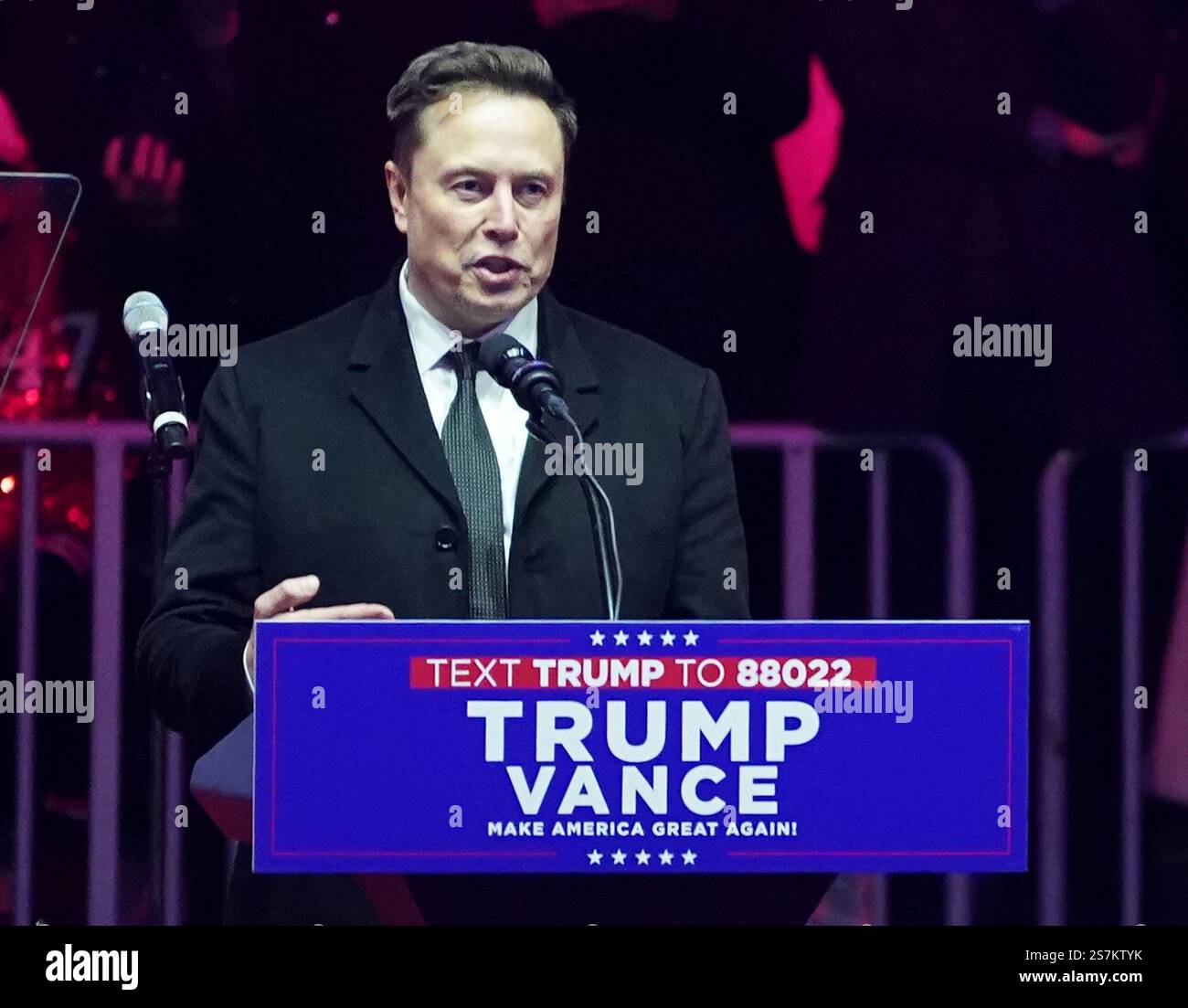 Elon Musk joins President-elect Donald Trump on stage at a rally ahead ...