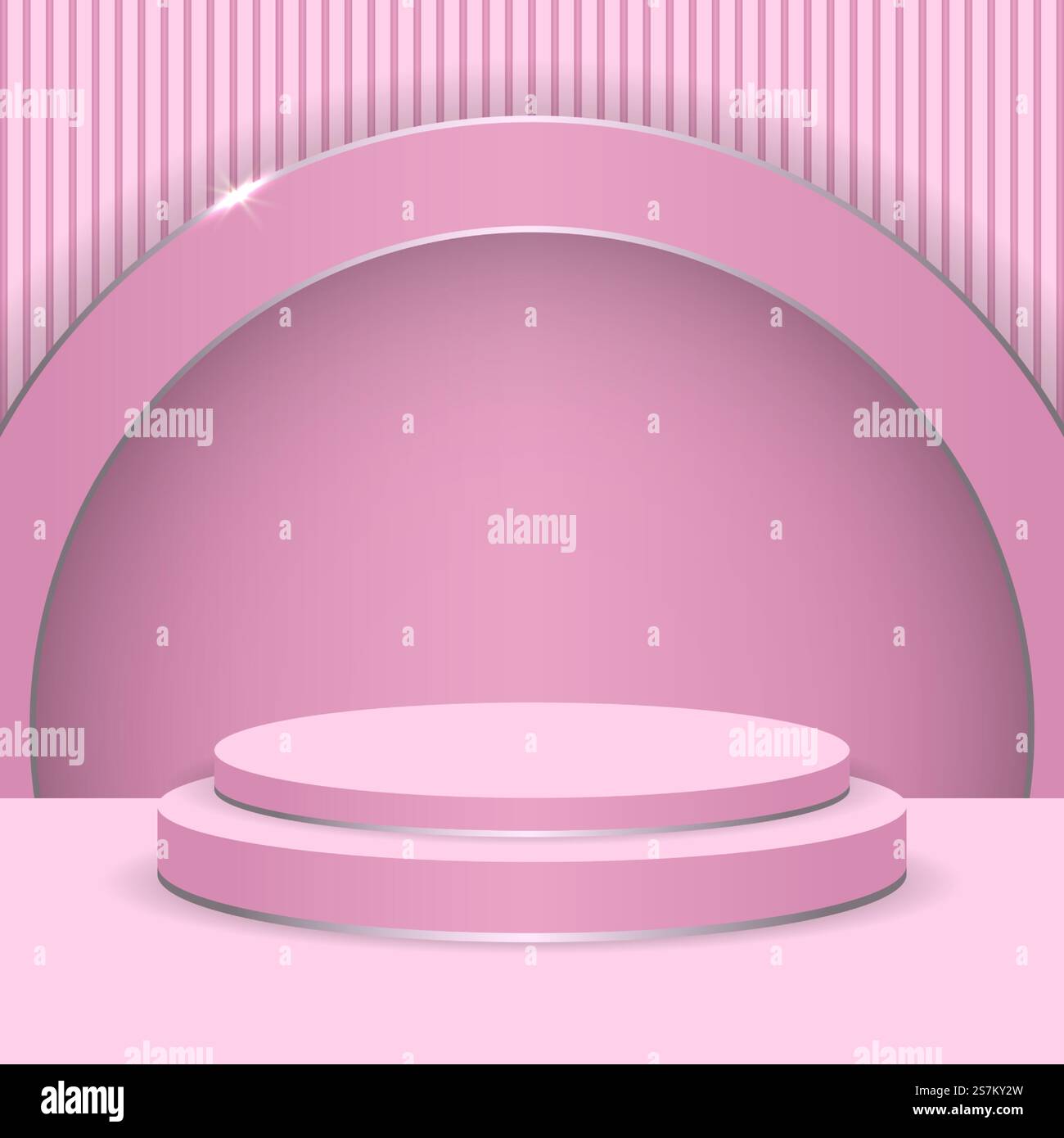 Abstract scene round display for product. 3d podium in pink background ...
