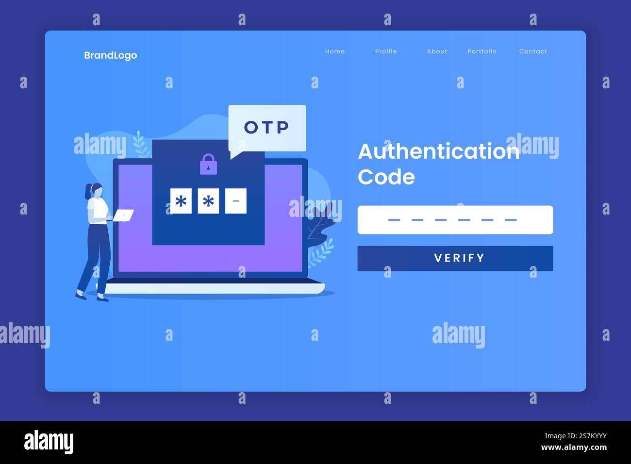 OTP code landing page illustration concept. Illustration for websites ...
