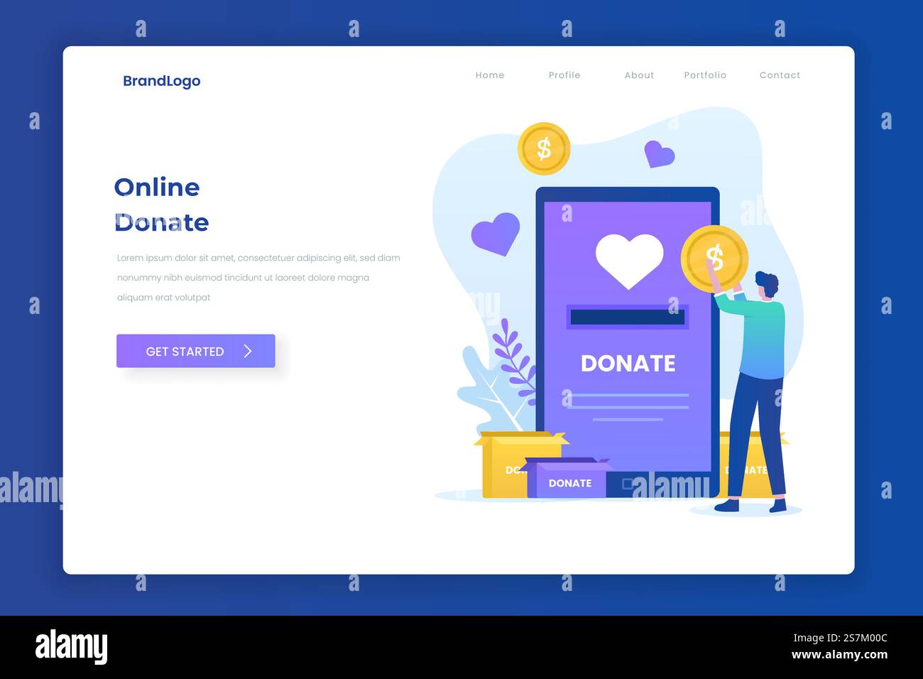Curated visual reference: Charity Donation Landing Page Design Reference: Charity Donation Illustration Landing Page Concept Illustration For