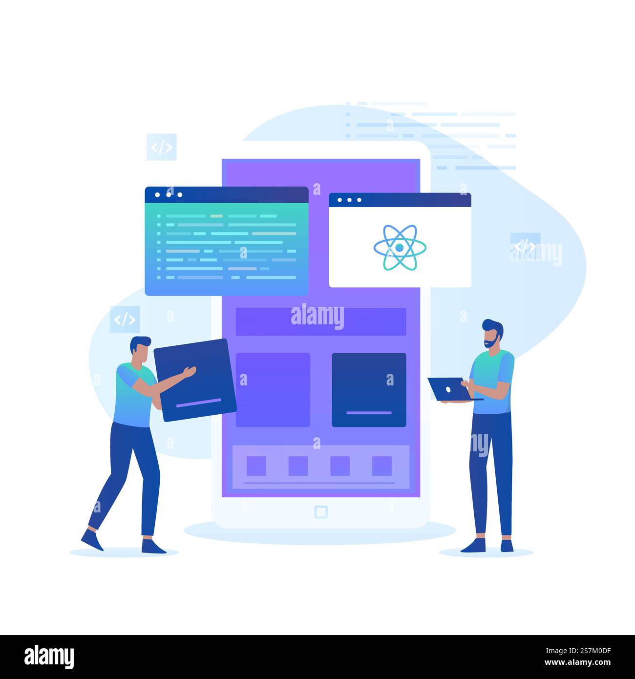Flat illustration of react native programmer concept. Illustration for ...