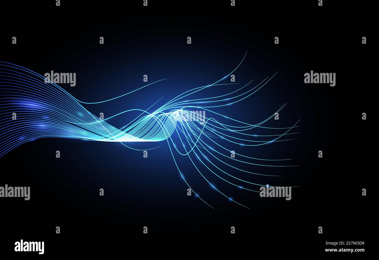Digital Data Communication Along Fiber Optics Cable, Network Connection ...