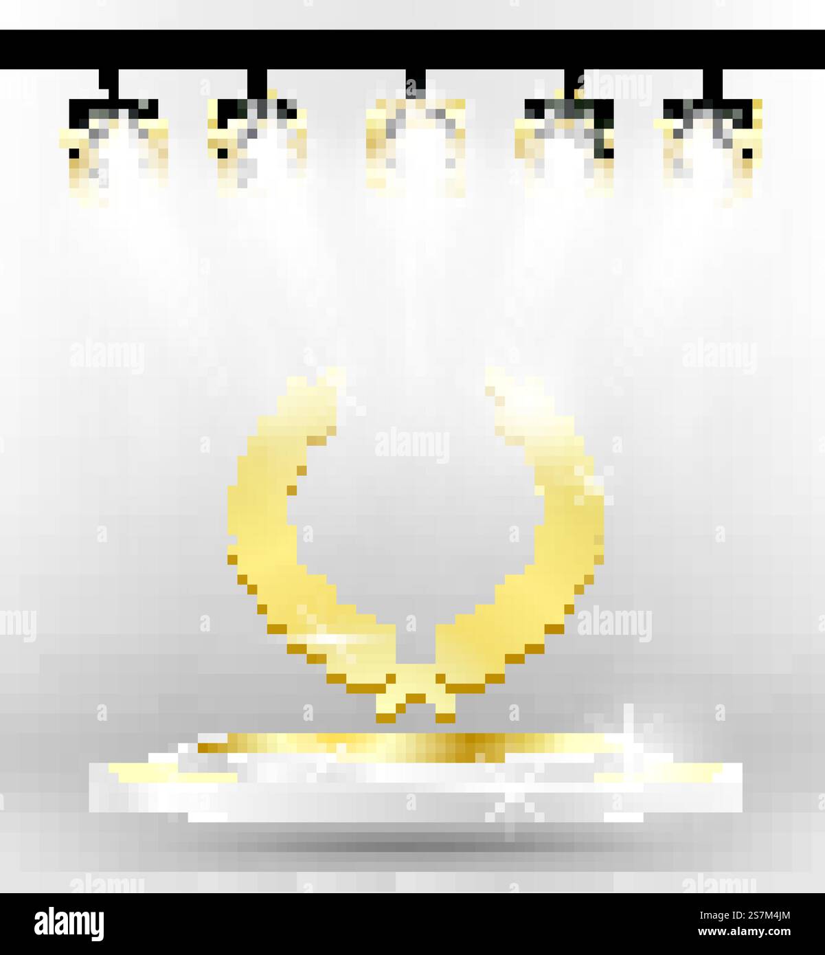 Gold Laurel Wreath on Podium with Spotlights. Vector Illustration Stock ...