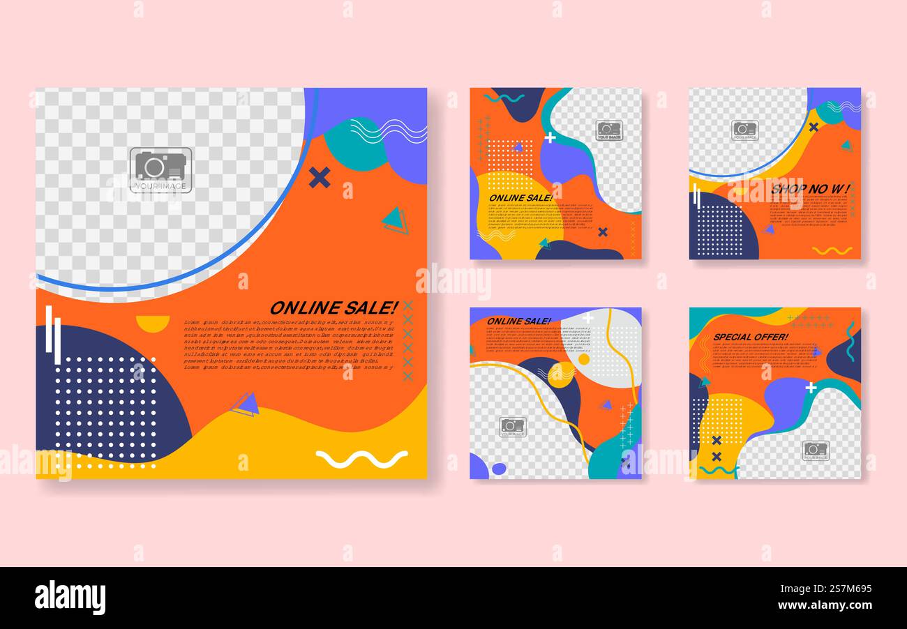Instagram puzzle feed collection Stock Vector