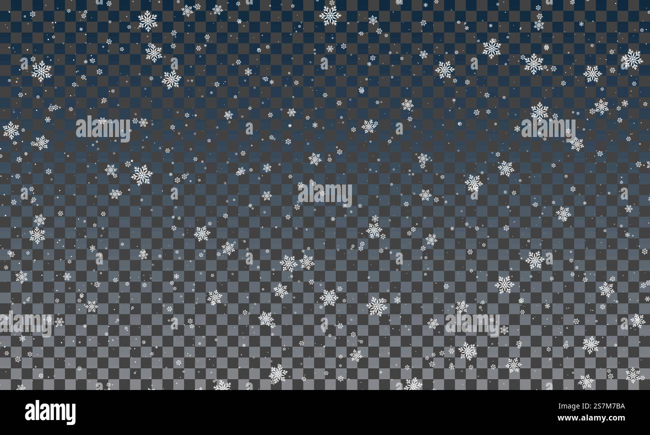 Snowflakes on transparent background. Falling snow Stock Vector Image ...
