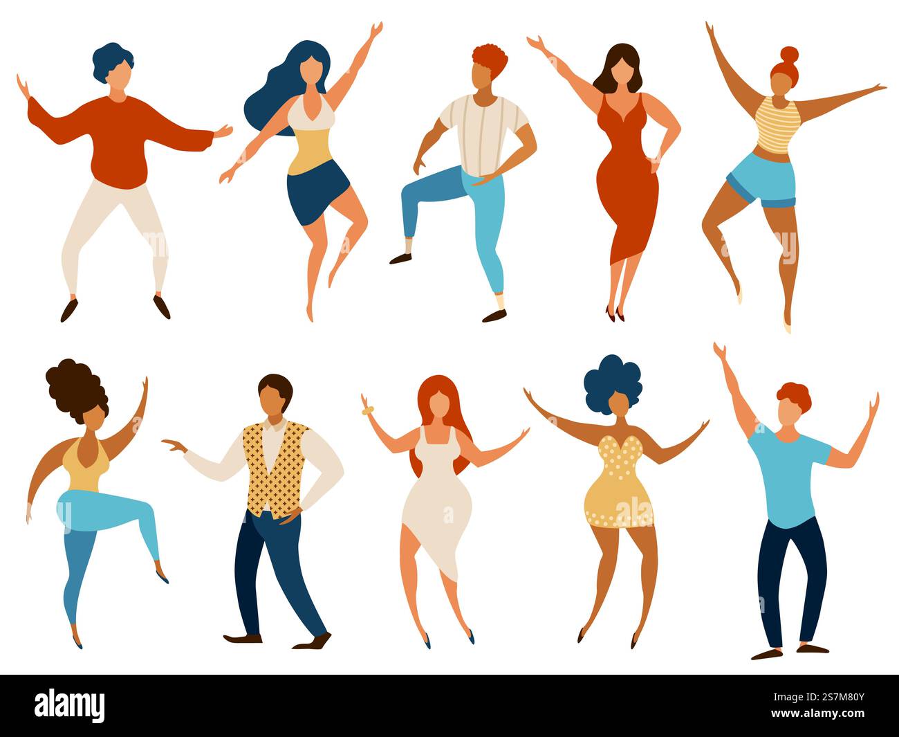 Dancing people. Happy young men and women dance and having fun. Cartoon ...