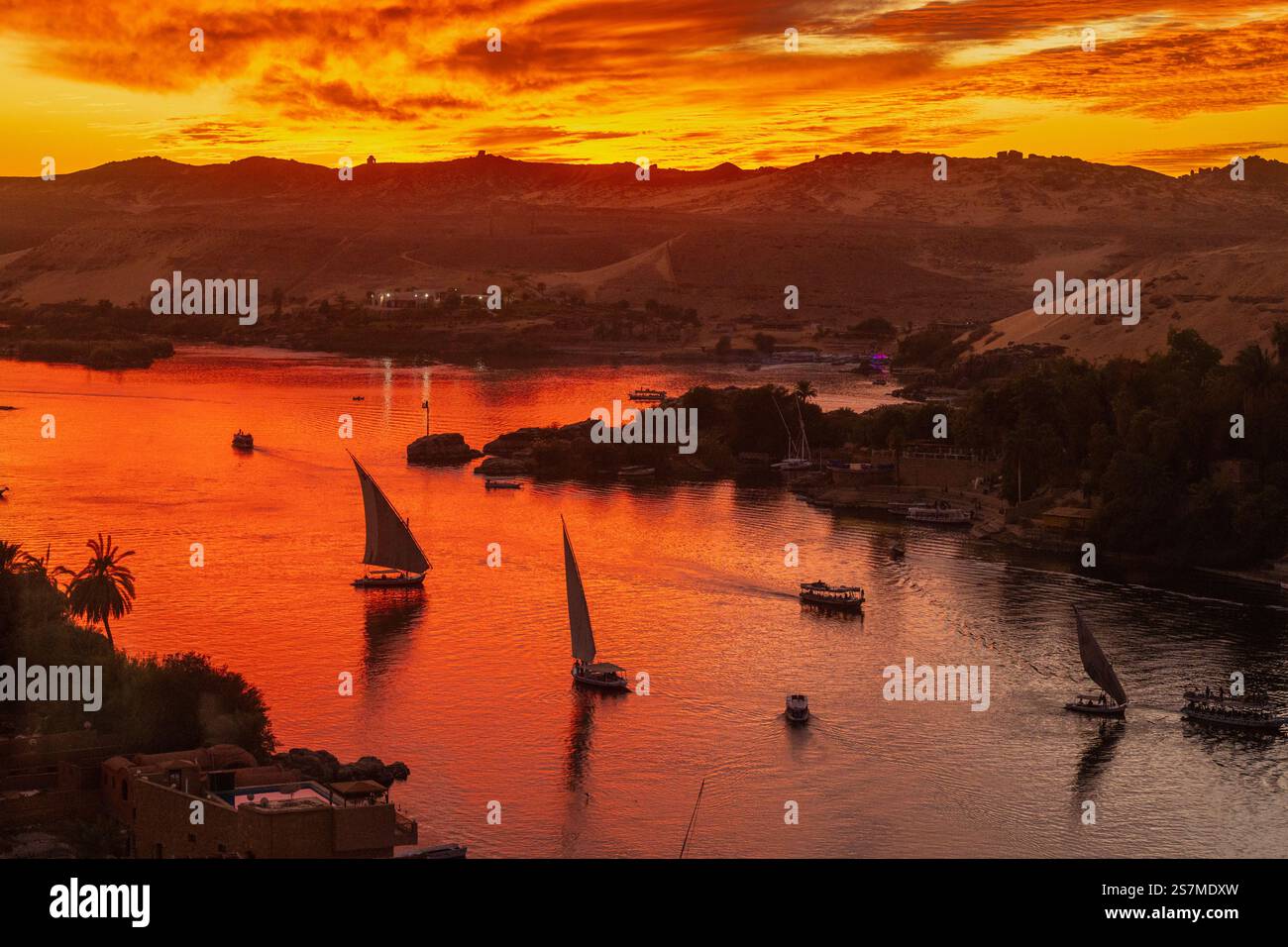 Sailing on the Nile River in Aswan Stock Photo