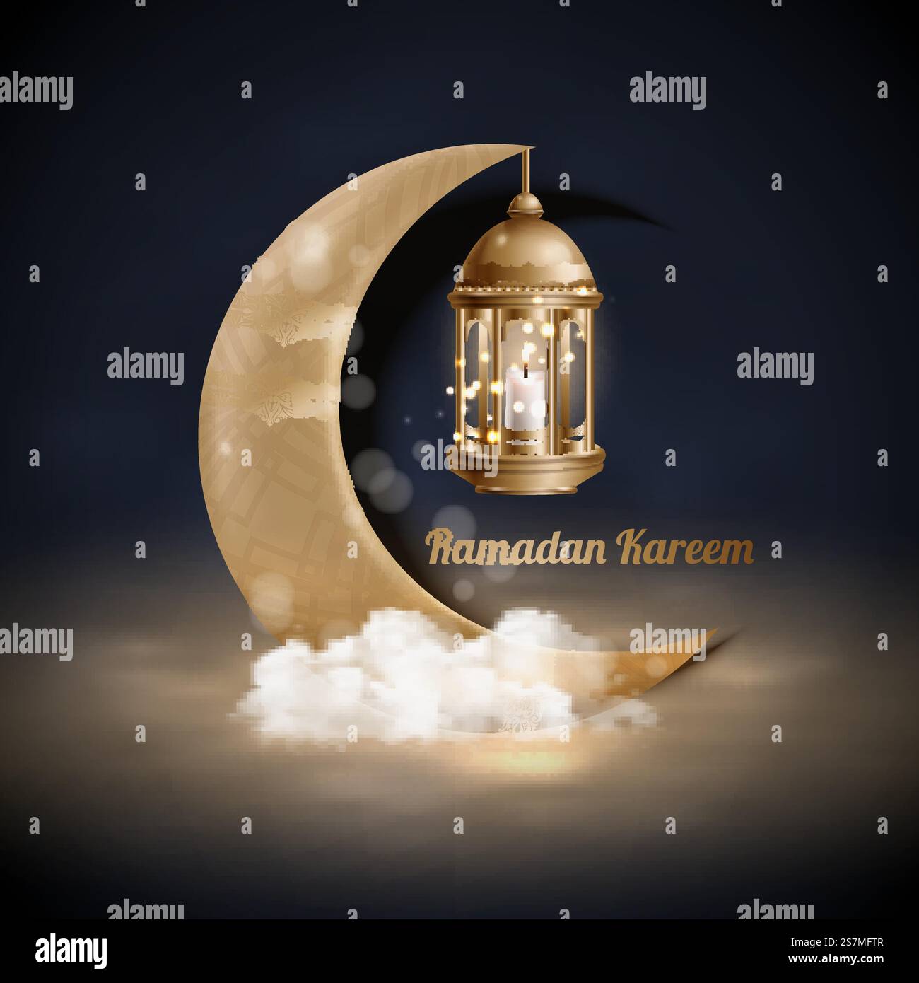 islamic greetings ramadan kareem card design background with gold ...