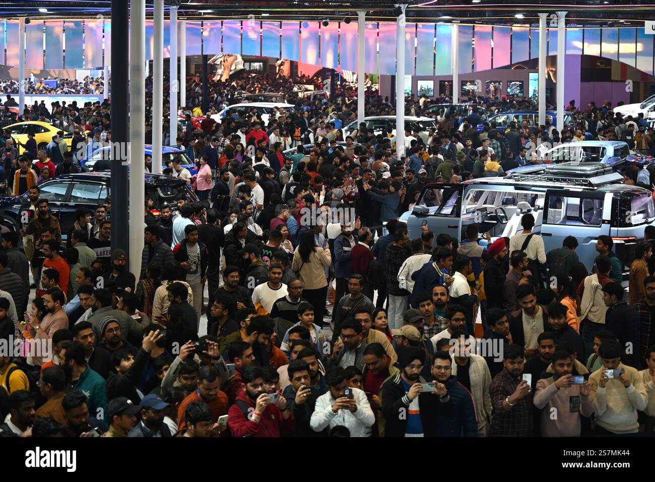 NEW DELHI, INDIA - JANUARY 19: Huge crowd gathered at Toyota platform ...