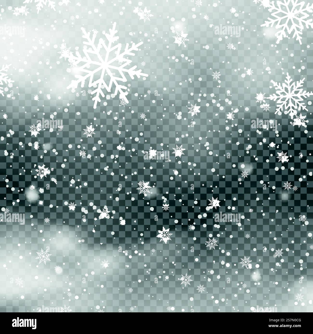 Xmas background with falling snowflakes on transparent background ...