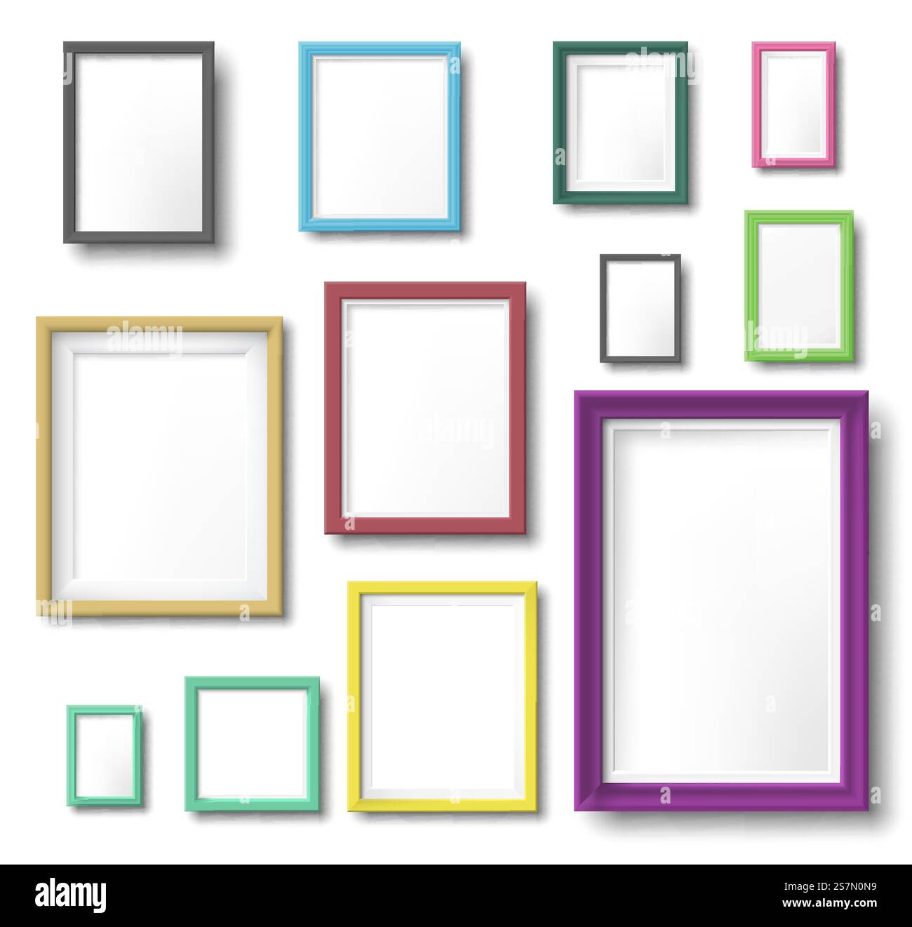 Realistic color photo frame. Rectangular picture frame hanging wall ...