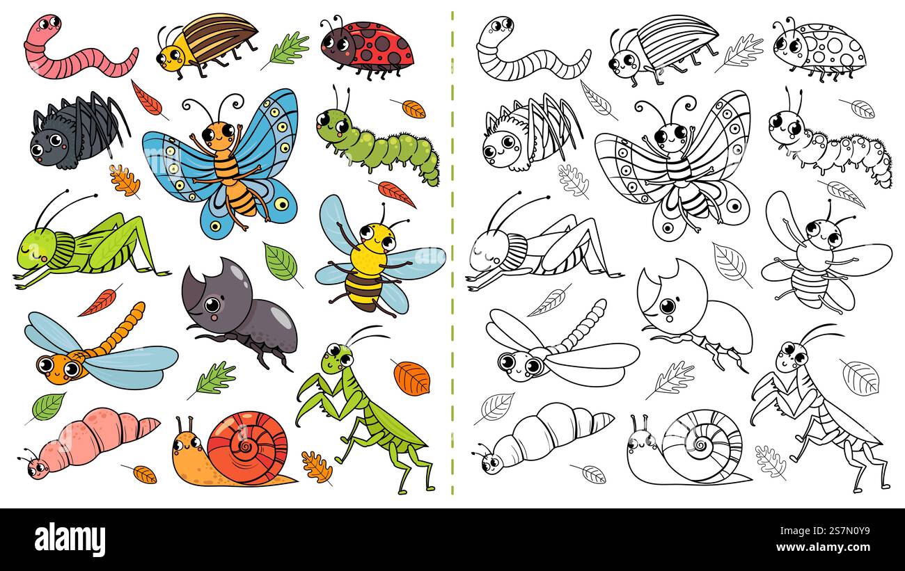 Drawing Pages Insects Cartoon insects color painting game draw cute insect with kids hi-res ...