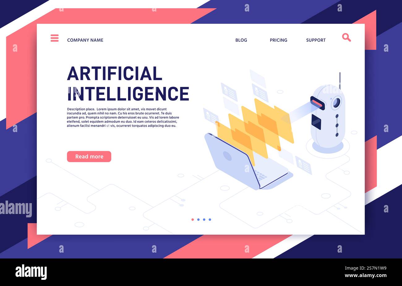 Artificial Intelligence analyzes files. AI processed database, machine learning and data processing. Employee working file, robotic finance mining center analyze isometric 3D vector illustration. Artificial Intelligence analyzes files. AI processed database, machine learning and data processing isometric 3D vector illustration Stock Vector