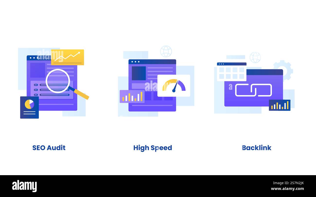 Search engine optimization concept vector illustration set ...