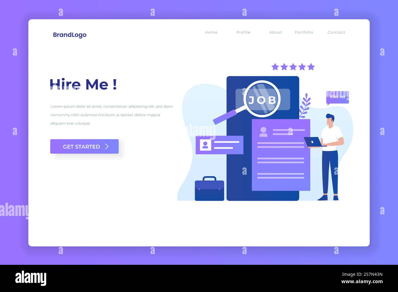 Person looking for work illustration design. Illustrations for websites, landing pages, mobile apps, posters and banners Stock Vector