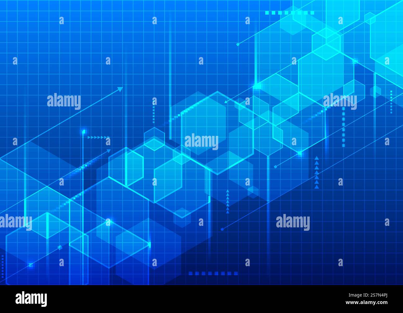 Abstract technology digital futuristic concept blue geometric 3D ...