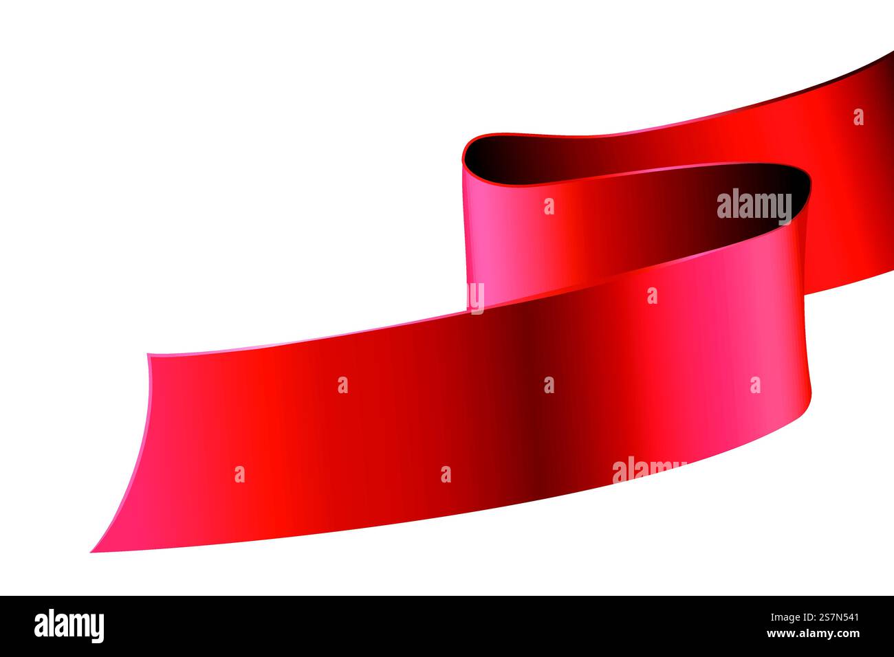 Red Decorative Ribbon Red decorative ribbon, ribbon banner in satin texture isolated on white ...