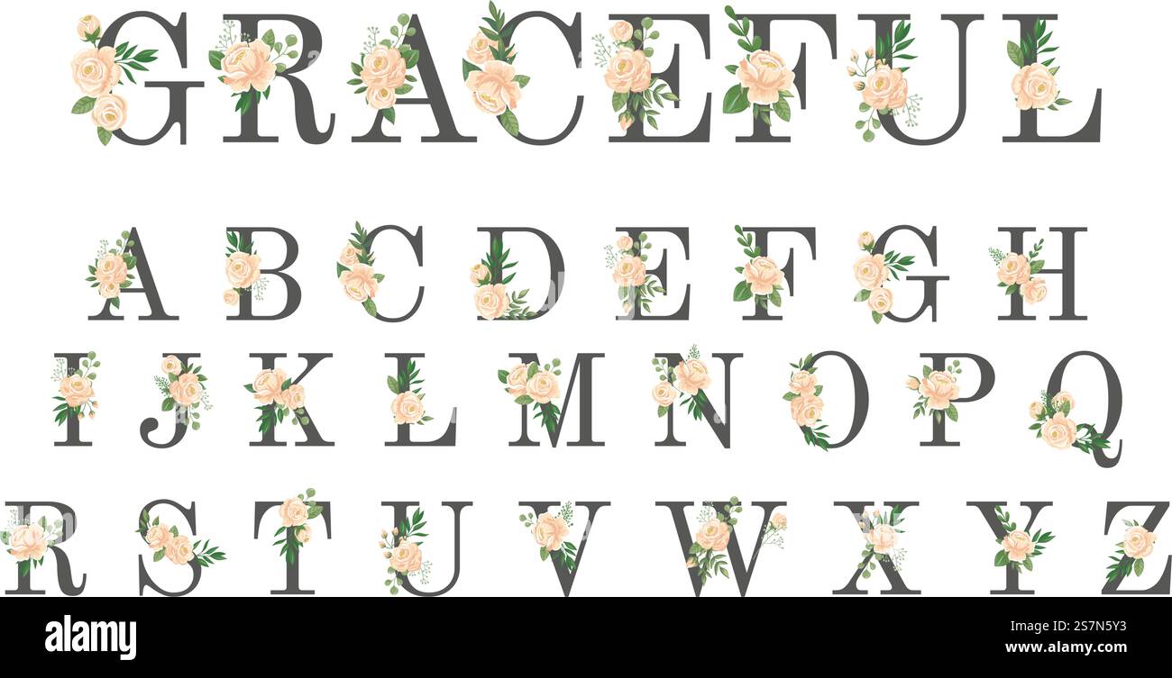 Flower alphabet illustration hi-res stock photography and