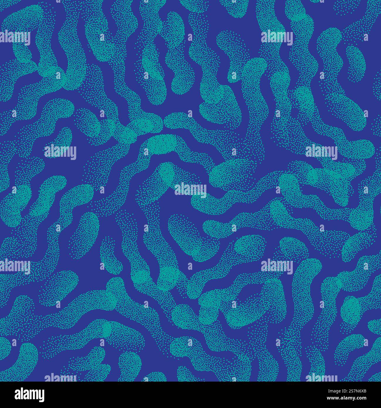 Turquoise Blue Abstract Stippled Texture Weird Seamless Pattern. Vector Abstract Stippled Weird Seamless Pattern Stock Vector
