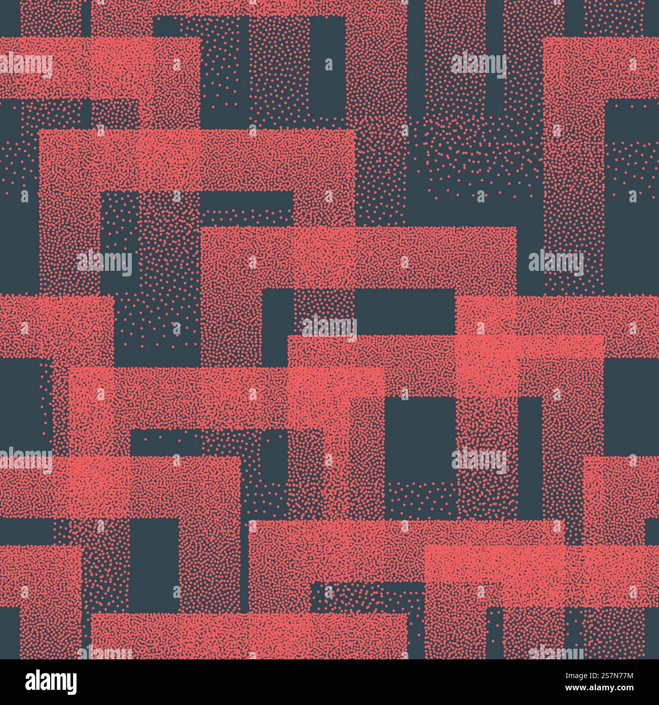 Stippled Weird Trendy Seamless Pattern Red Blue Colored Abstract Background Stock Vector