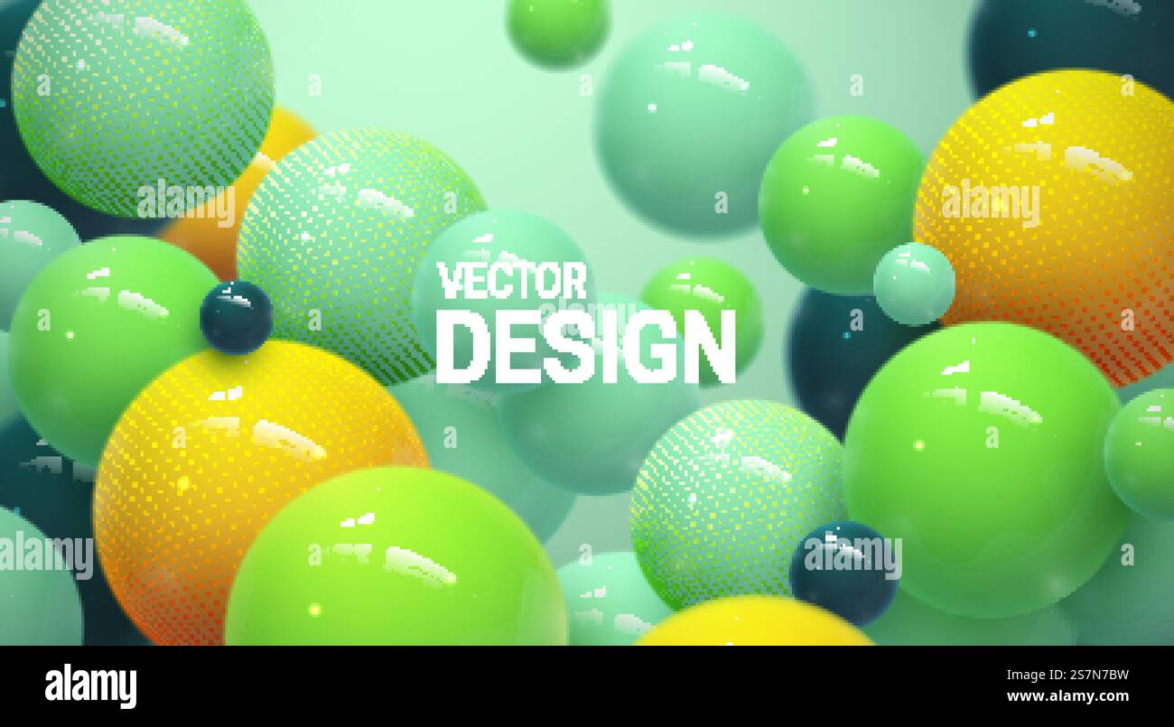 Abstract background with multicolored 3d spheres or bubbles Stock Vector