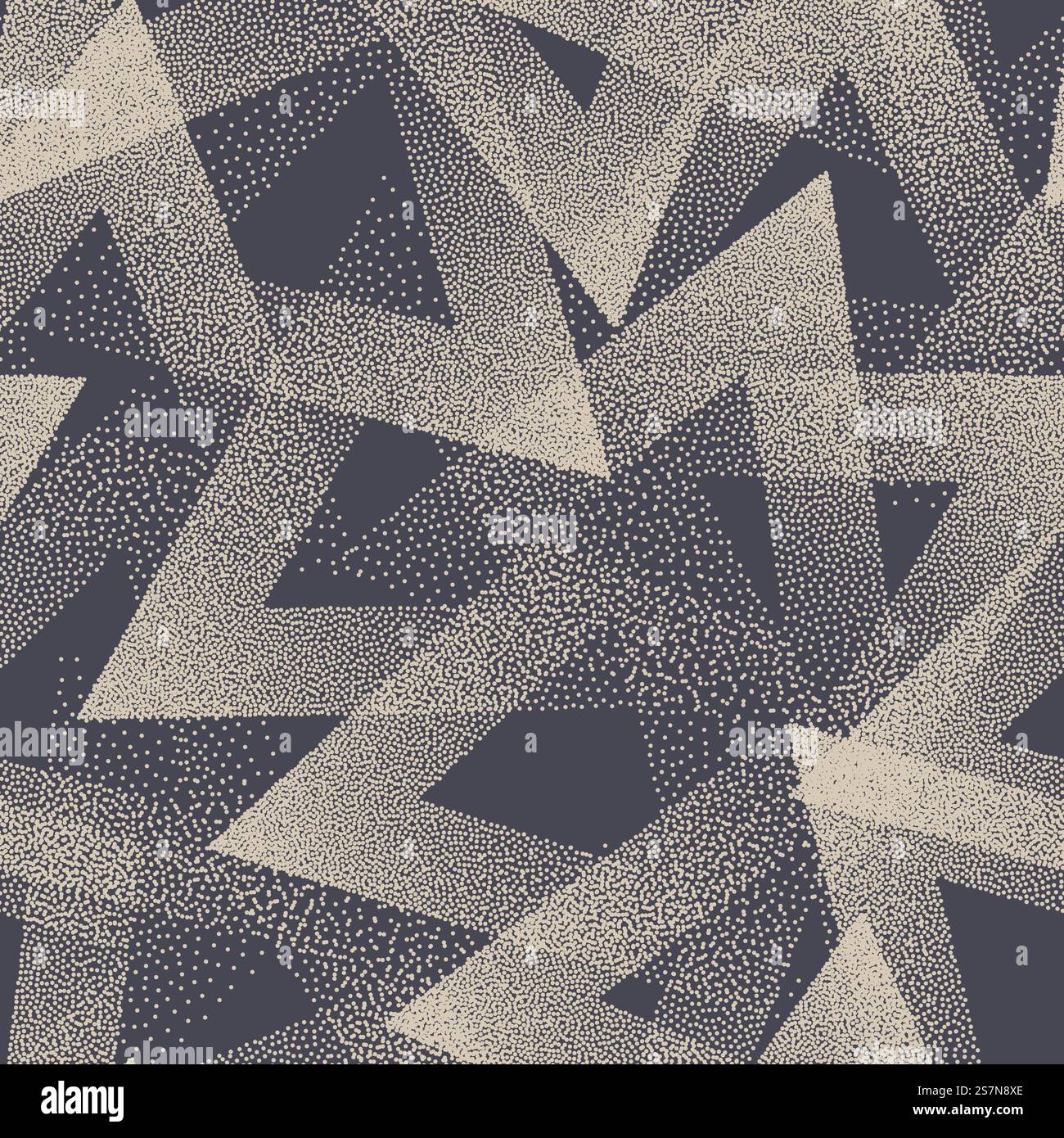 Trendy Seamless Pattern Stippled Triangles Texture Retro Colored Abstract Background Stock Vector