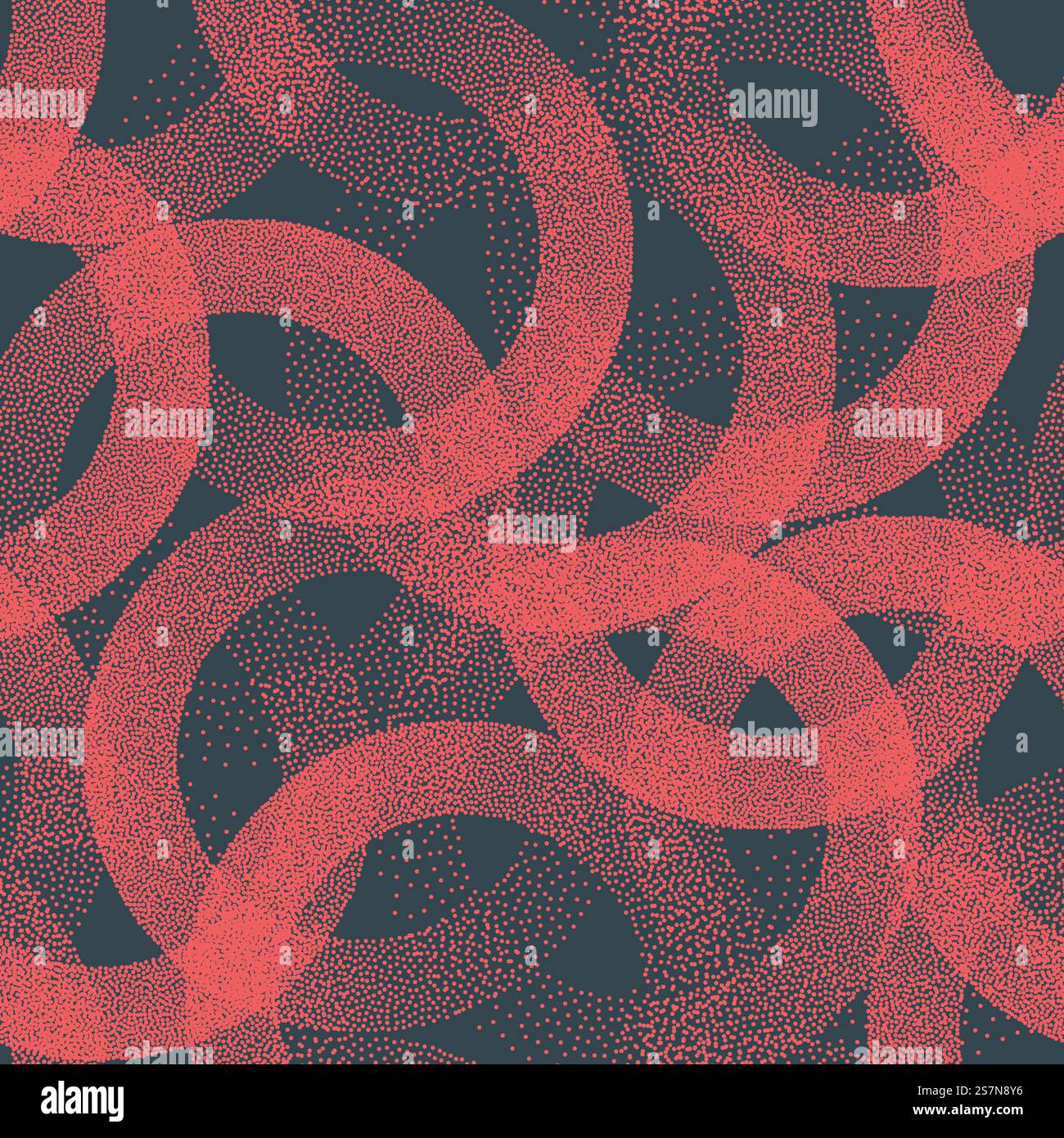 Stippled Circles Texture Trendy Seamless Pattern Vector Retro Red Abstract Background Stock Vector