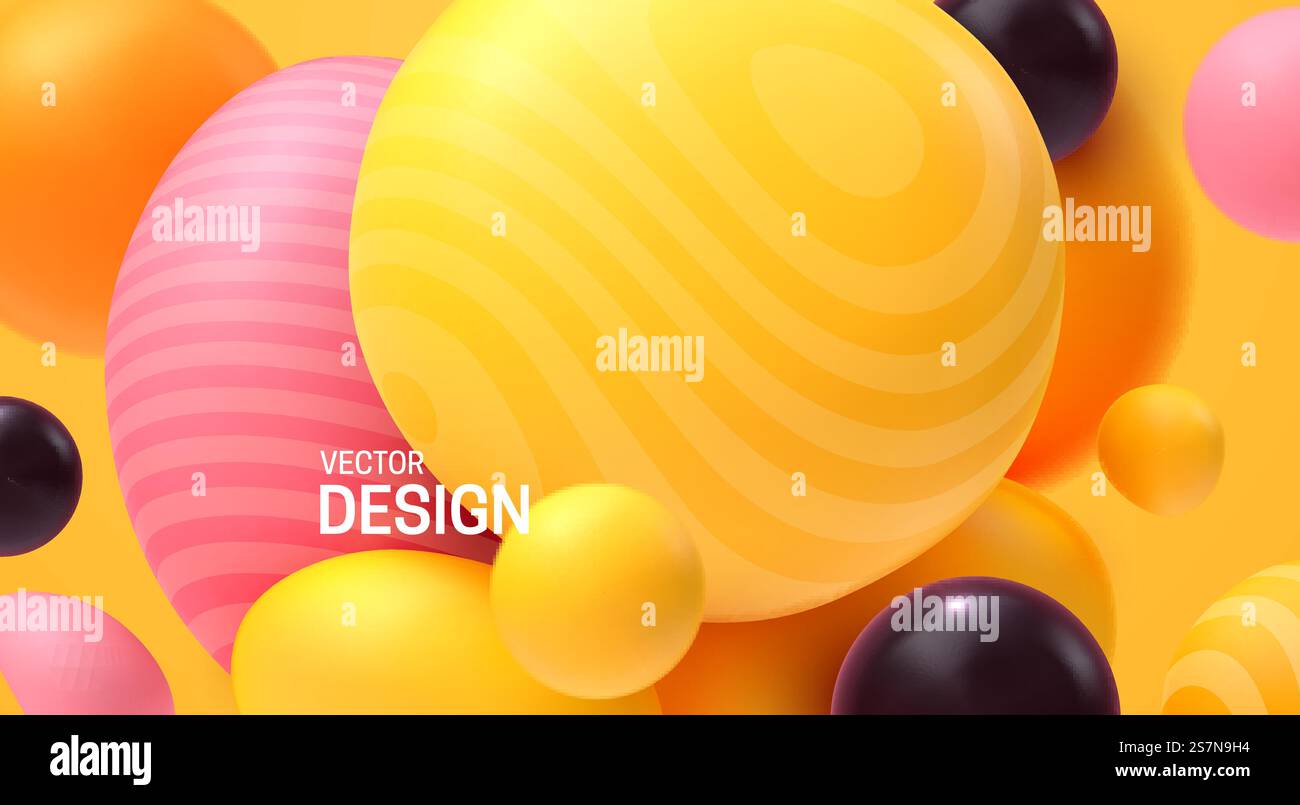 Abstract background bouncing multicolored bubbles Stock Vector