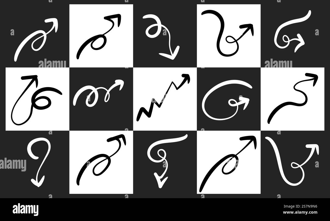 Set of vector curved arrows hand drawn Stock Vector Image & Art - Alamy
