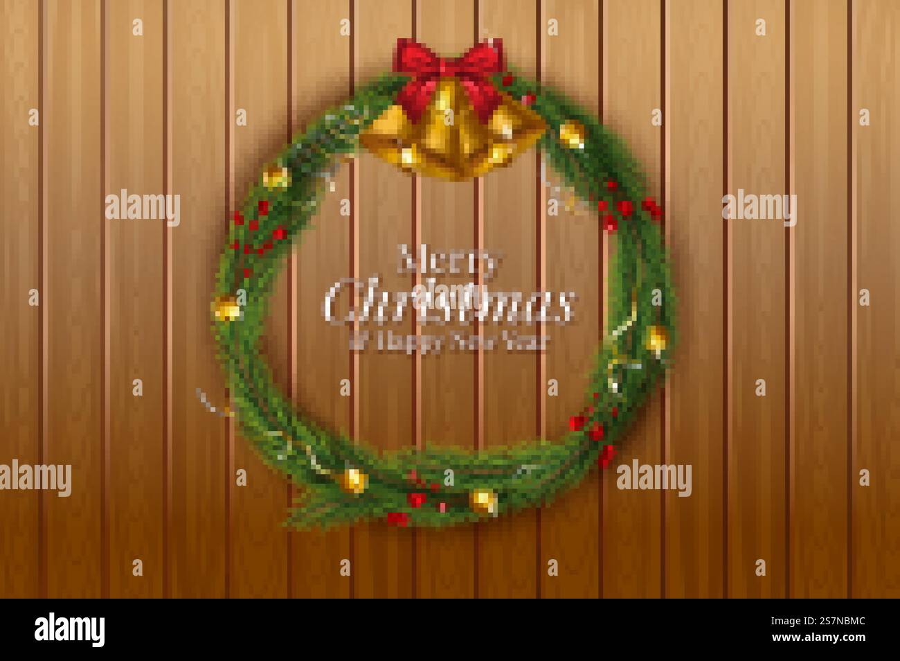Christmas and happy New Year garland and border of realistic looking ...