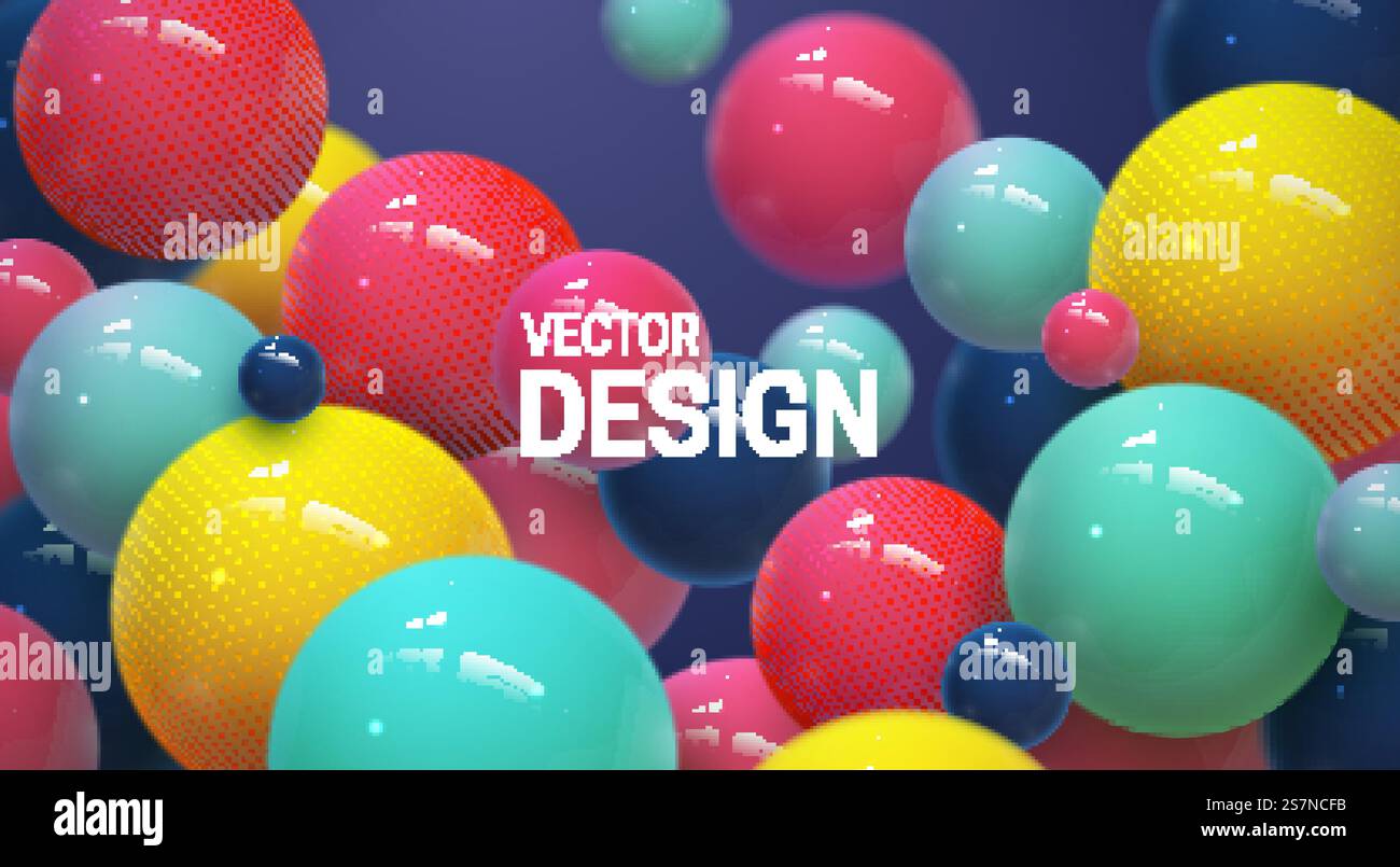 Abstract background with multicolored 3d spheres or bubbles Stock Vector