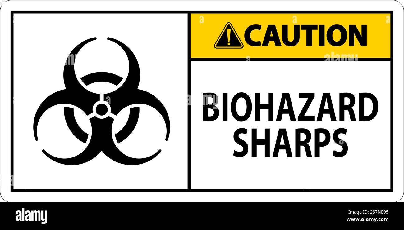 Caution Biohazard Label, Biohazard Sharps Stock Vector