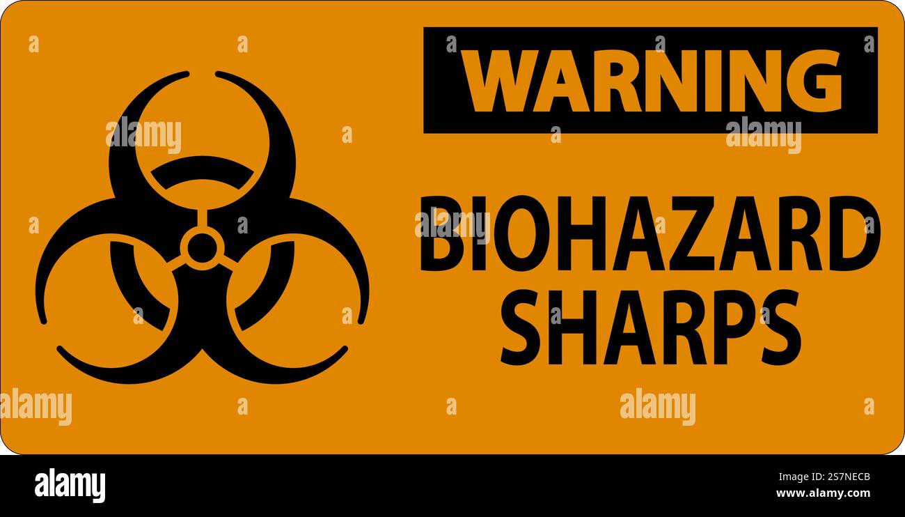 Warning Biohazard Label, Biohazard Sharps Stock Vector