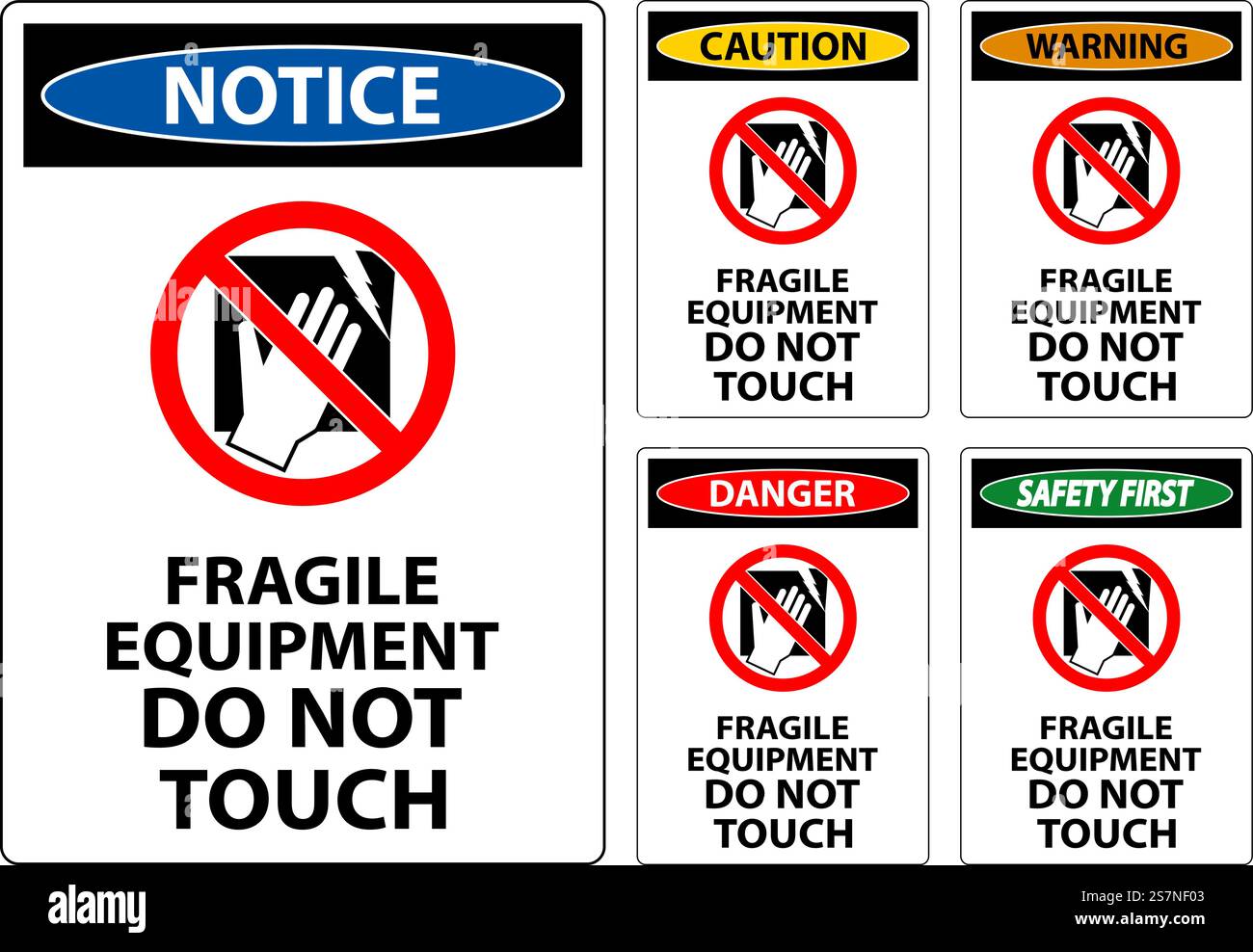 Caution Machine Sign Fragile Equipment, Do Not Touch Stock Vector Image ...