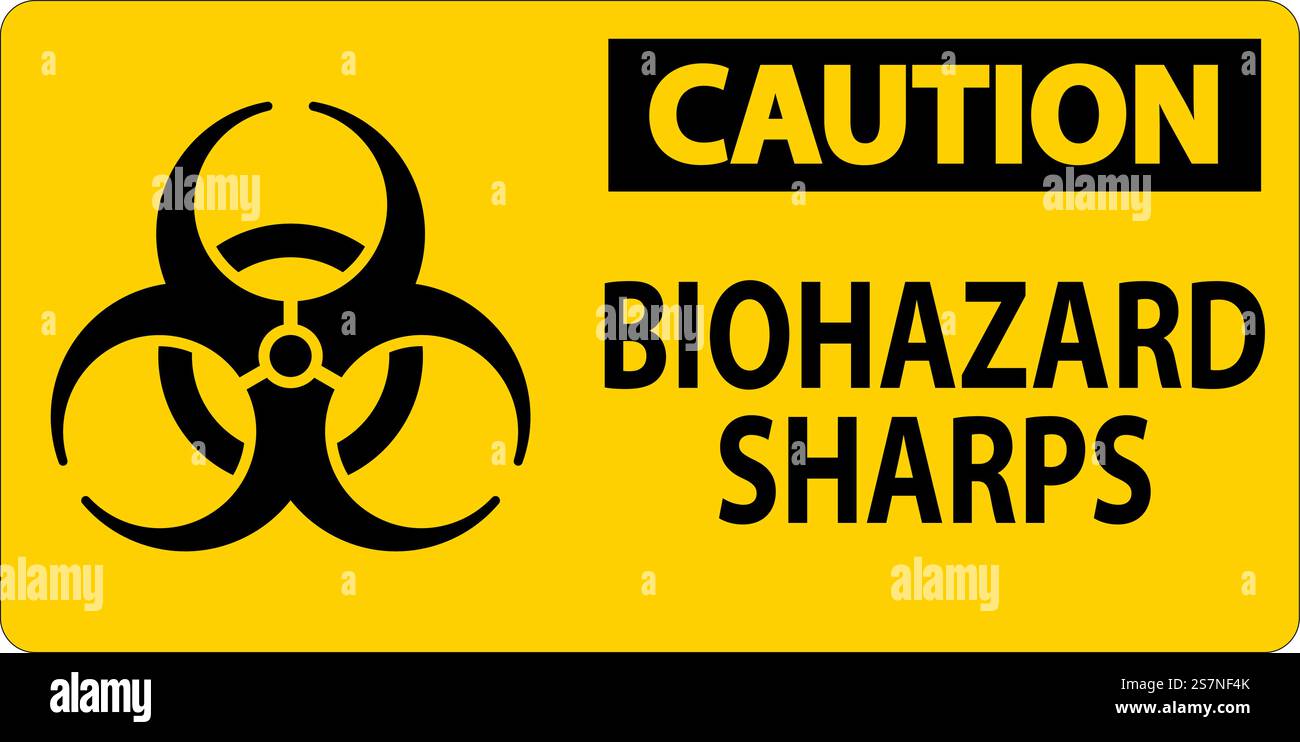 Caution Biohazard Label, Biohazard Sharps Stock Vector