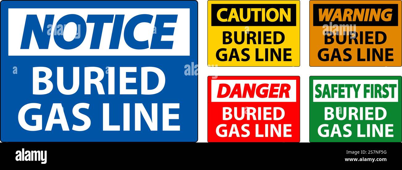 Caution Sign Buried Gas Line On White Background Stock Vector Image ...