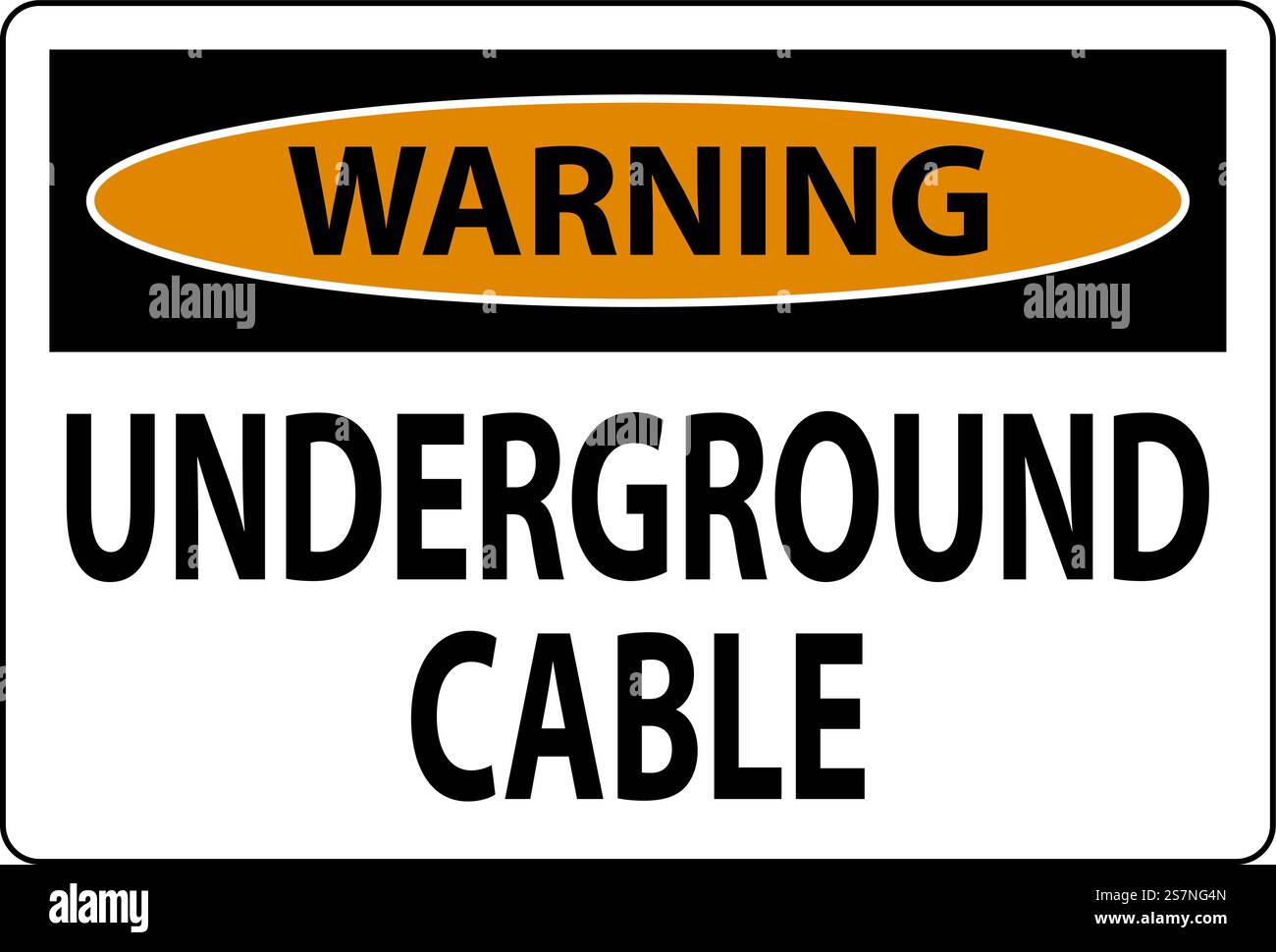 Warning Sign Underground Cable On White Bacground Stock Vector Image ...