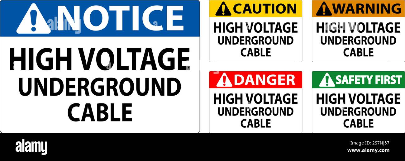 Danger Sign High Voltage Underground Cable Stock Vector
