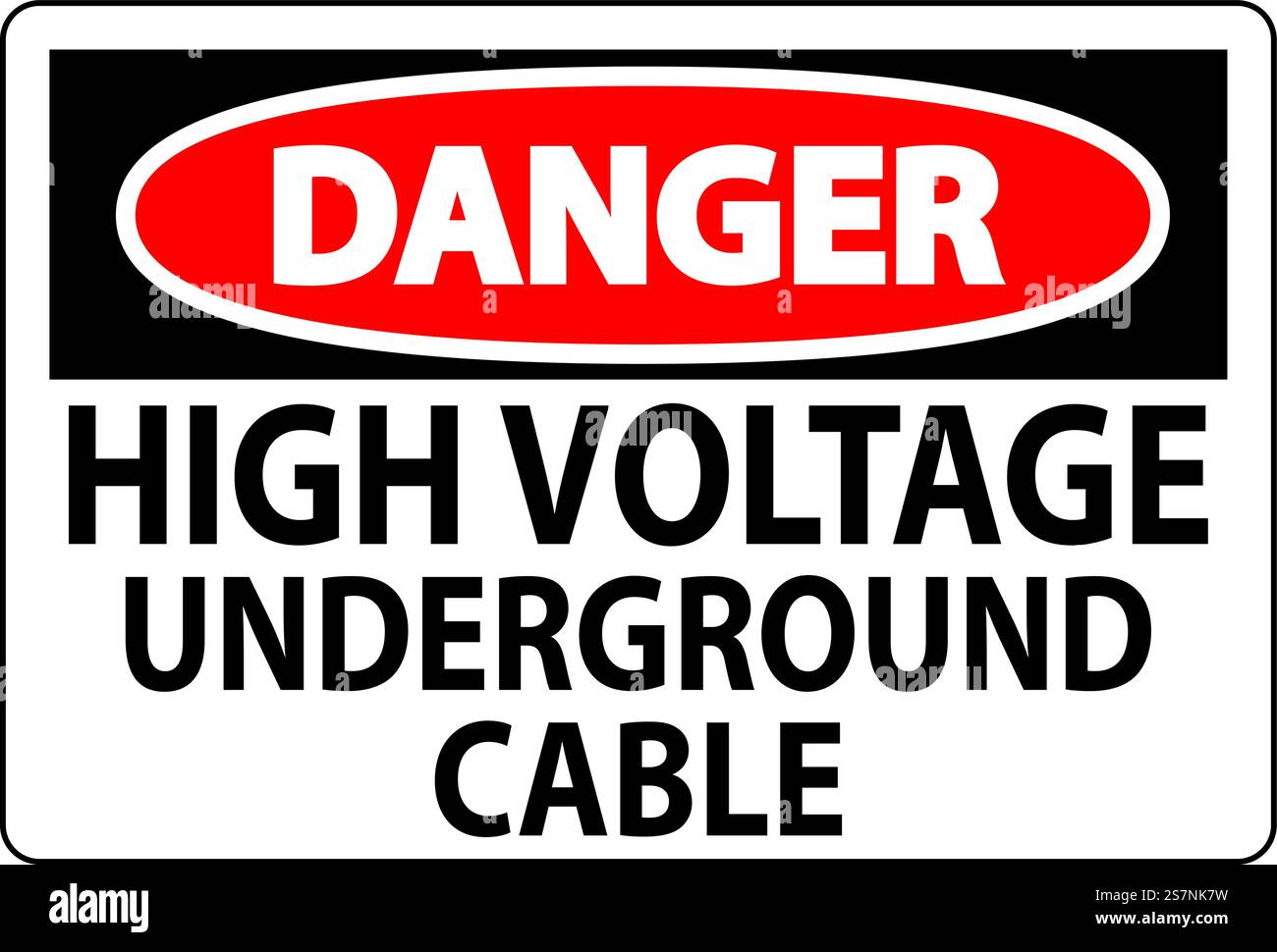 Danger Sign High Voltage Underground Cable Stock Vector