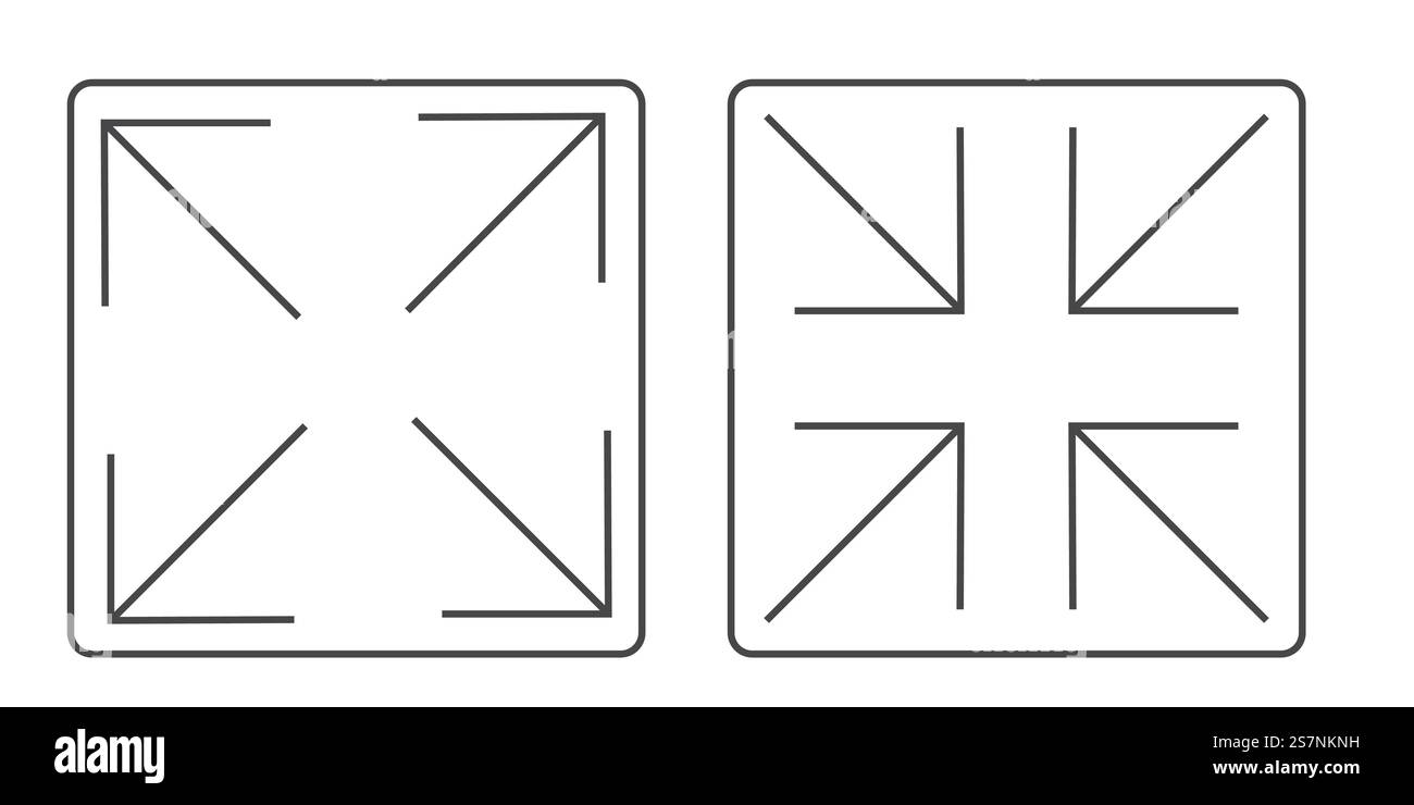Full screen icon interface menu cursor bitton, application size control pointer. Web ui line navigation maximize or minimaze icon. App arrow. Enter or exit. Vector illustration Stock Vector