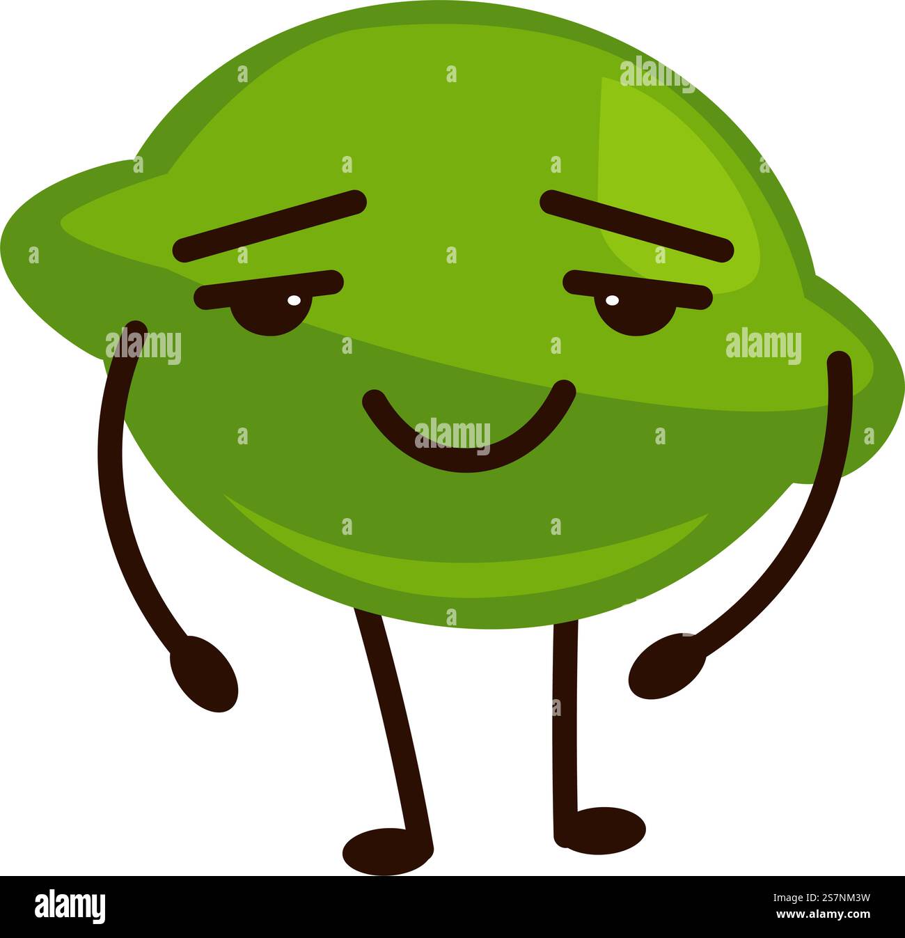 Ripe lime personage with smiling facial expression. Isolated cartoon ...