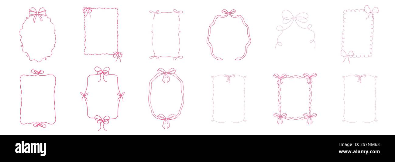 Romantic coquette ribbon frame, wedding ornate curly border collection ...