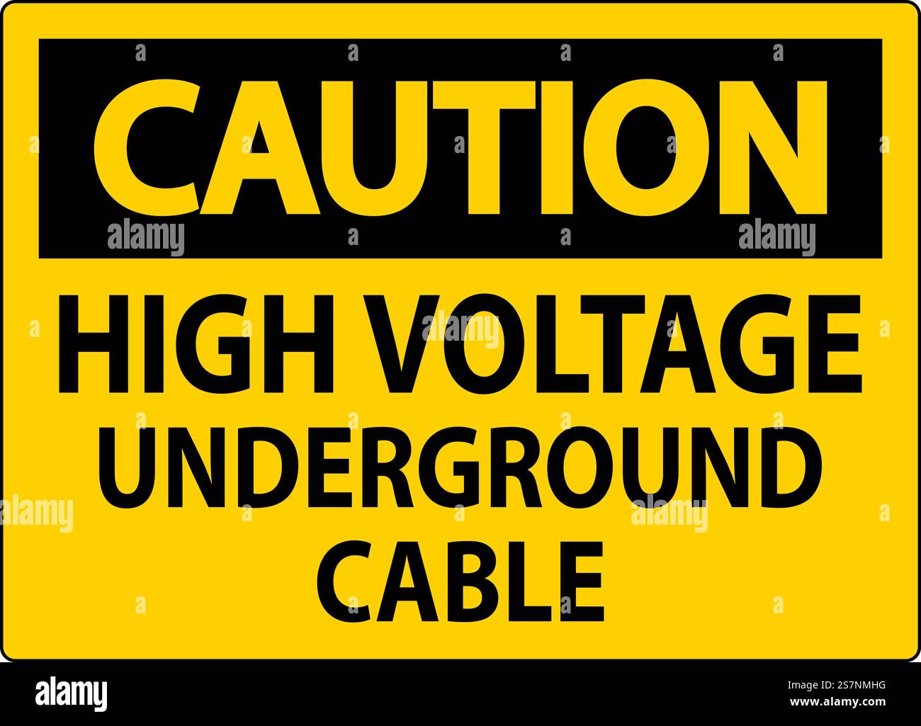 Caution Sign High Voltage Underground Cable Stock Vector
