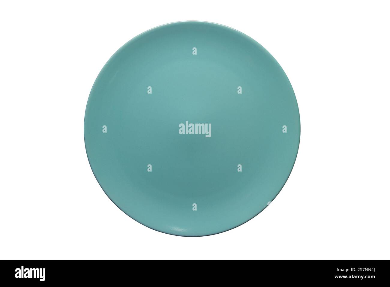 Top view of empty shallow blue ceramic plate isolated on white ...