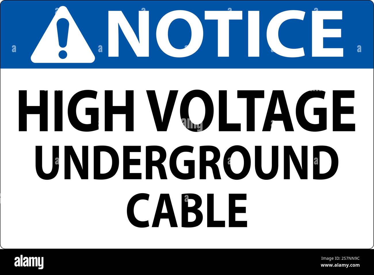 Notice Sign High Voltage Underground Cable Stock Vector