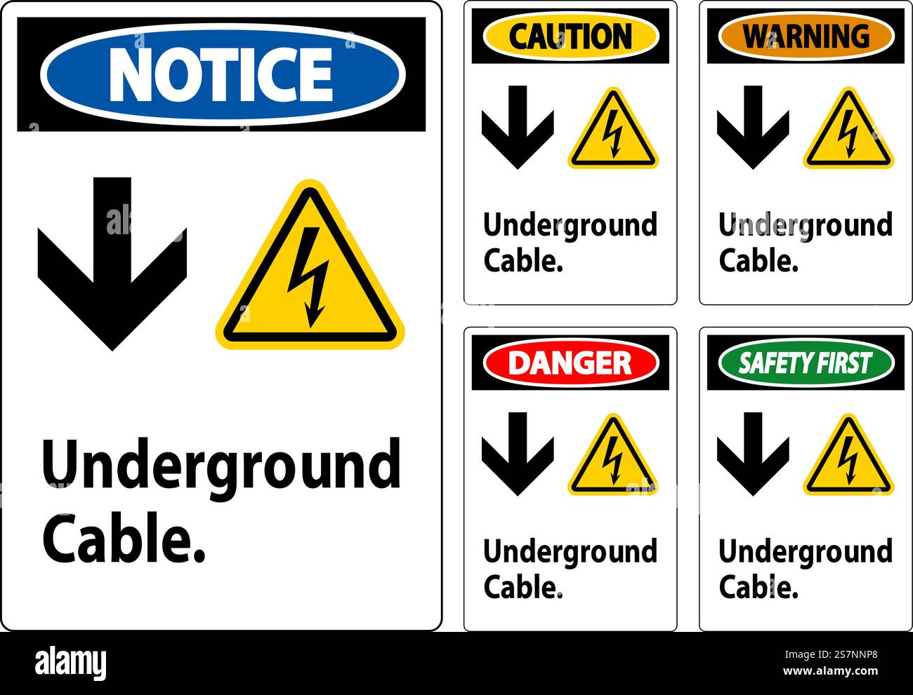 Warning Ribbon Underground Danger Sign, Underground Cable Sign Stock Vector Image & Art - Alamy