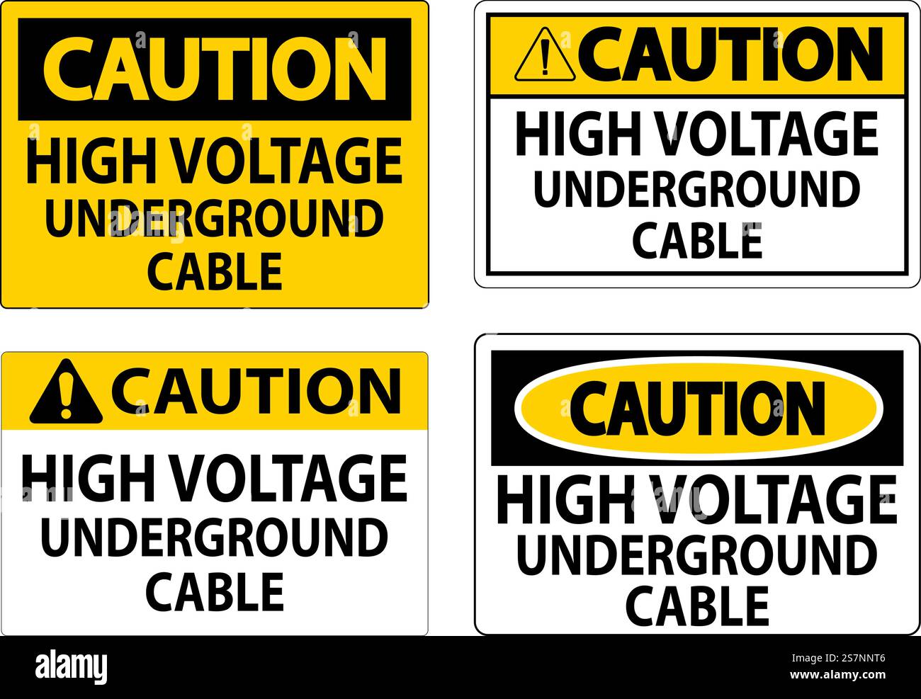 Caution Sign High Voltage Underground Cable Stock Vector