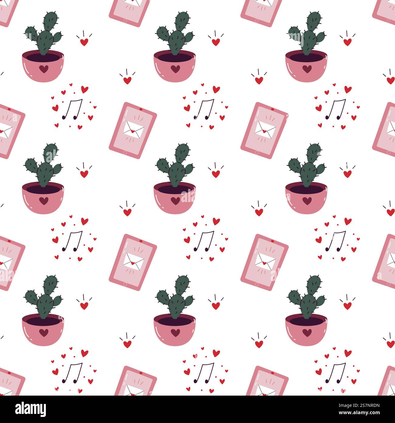 Saint Valentine's seamless pattern with love elements Stock Vector