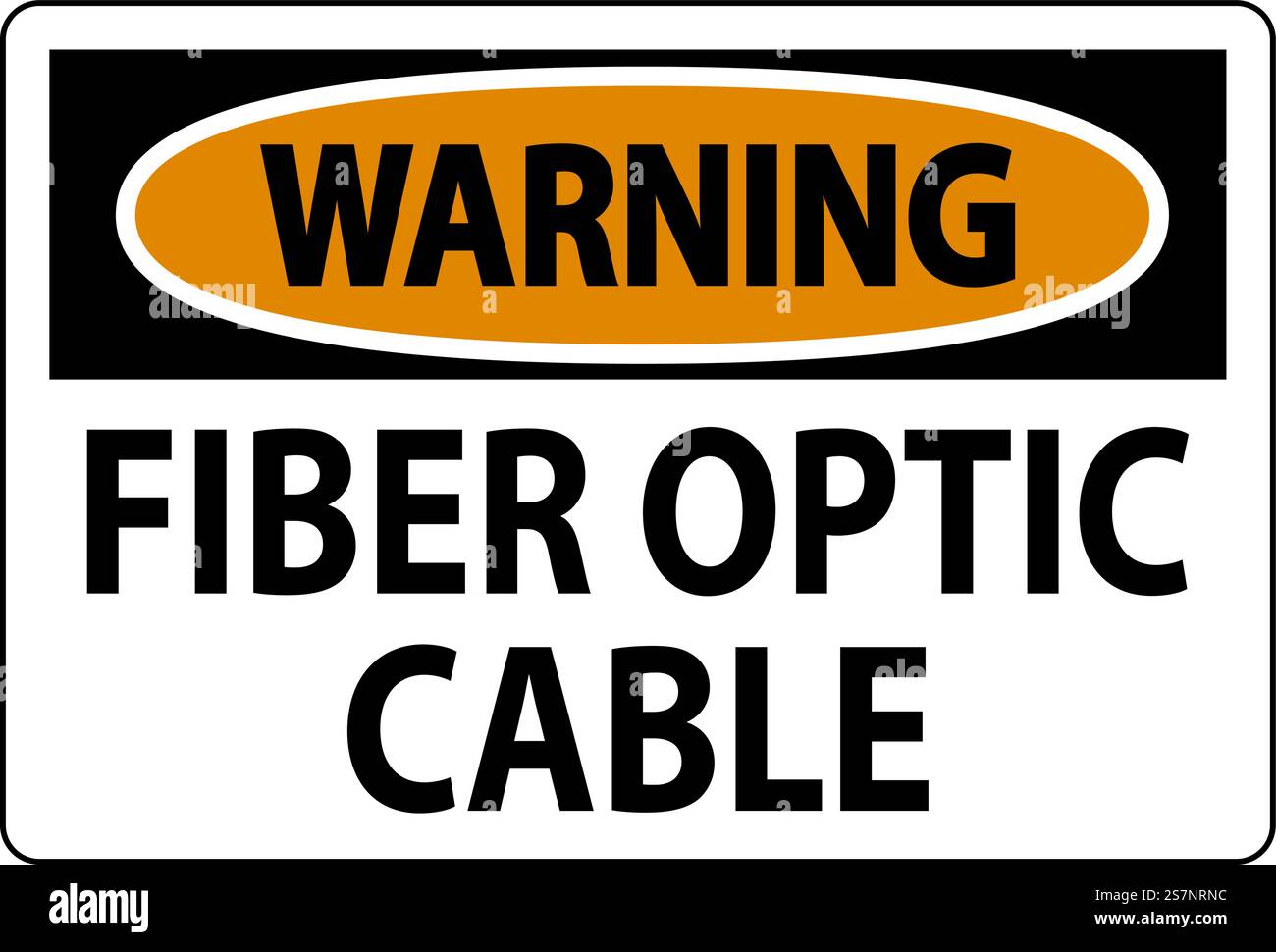 Warning Sign, Fiber Optic Cable Sign Stock Vector