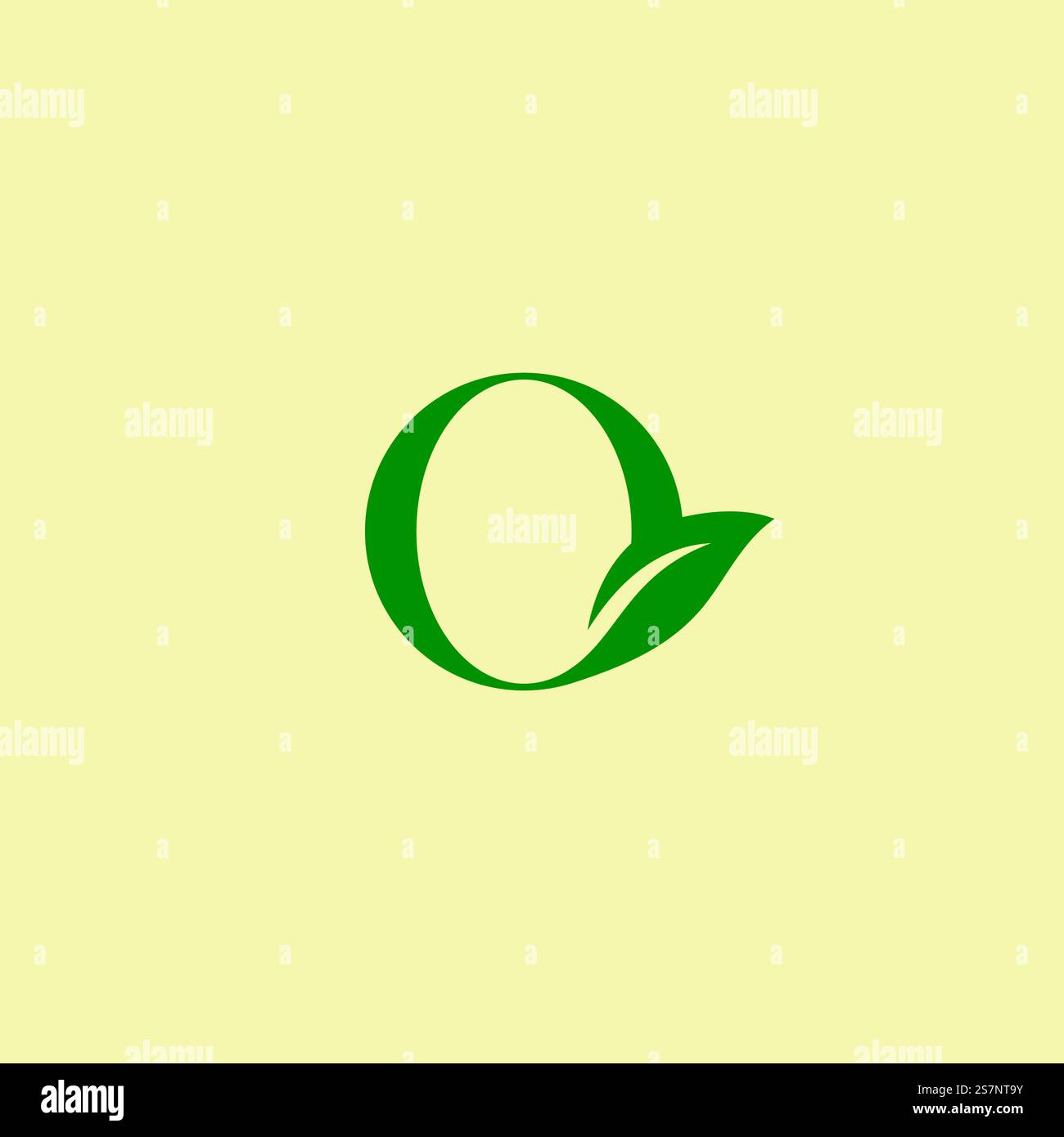 Creative Initial Letter Q Icon with Green Leaf Logo Template Stock Vector